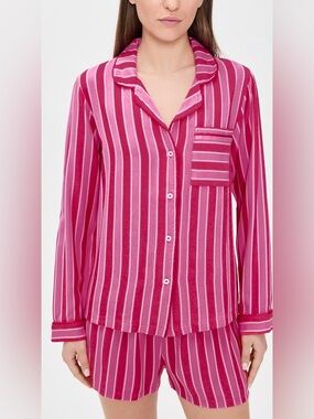 SET Stripe & Stare Ecovero PJ Top & Shorts in Candy Cane Pop Stripe